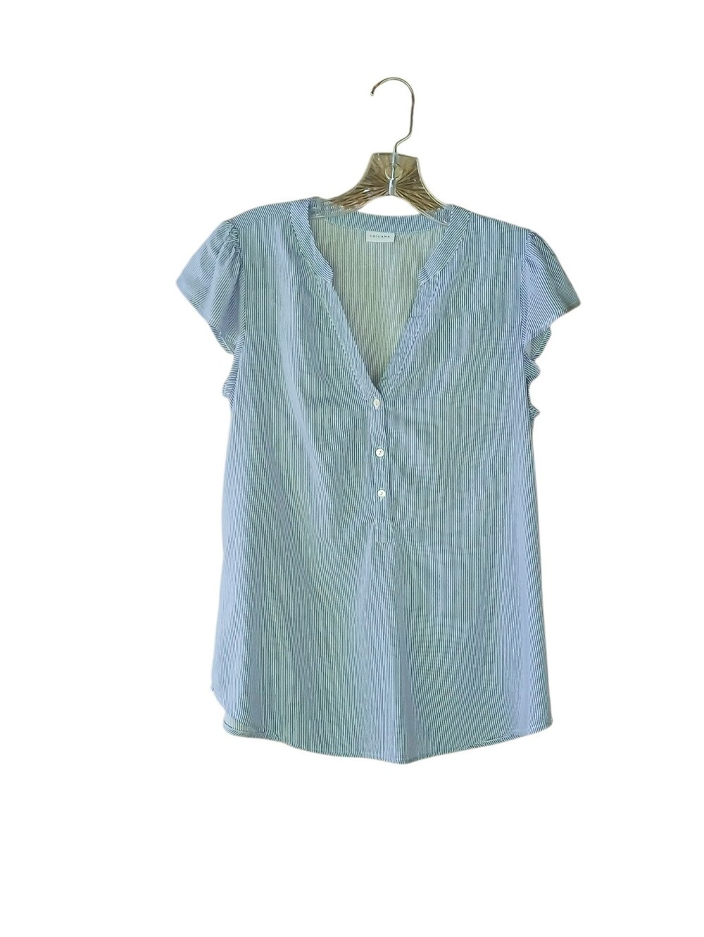 Lascana Blue Pinstripe Cap Sleeved V Neck Viscose Tunic Size 4
